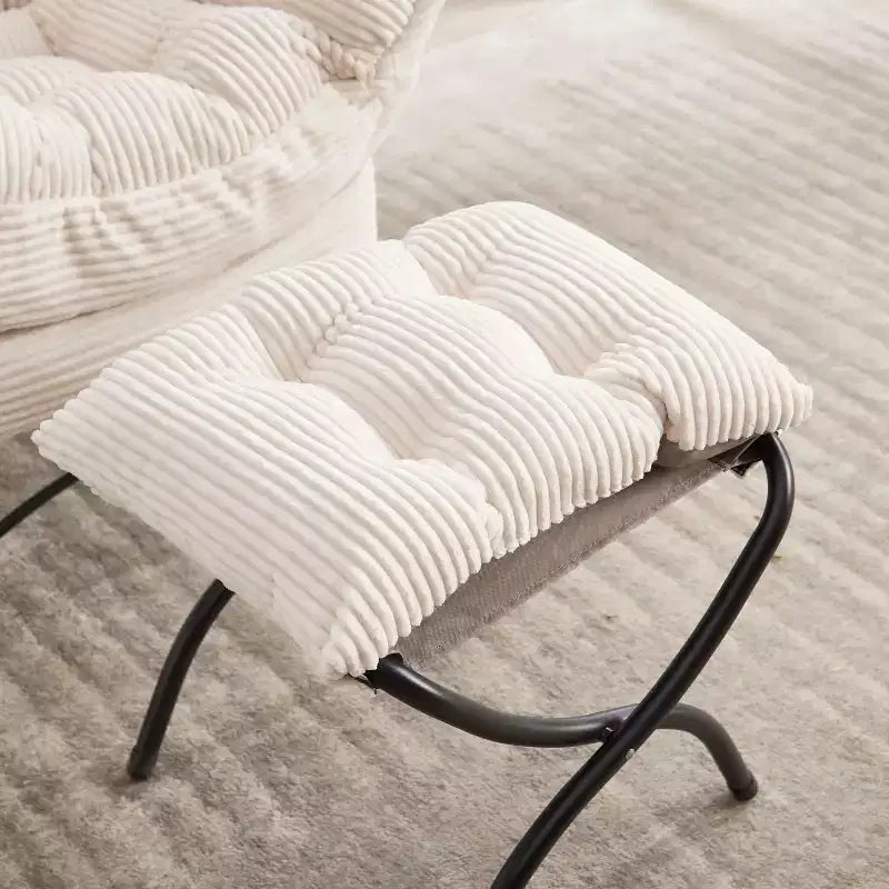 Chaise longue ergonomique paresseuse avec ottoman pour salon et petits espaces - Cadre en acier et canapé paresseux avec pochette latérale
