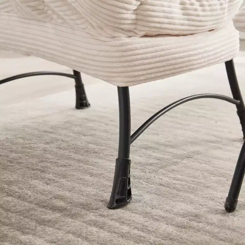 Chaise longue ergonomique paresseuse avec ottoman pour salon et petits espaces - Cadre en acier et canapé paresseux avec pochette latérale