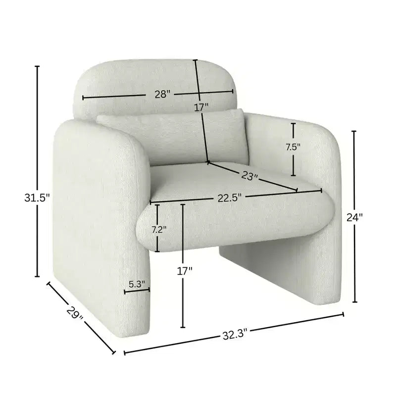 GDFStudio Diane Modern Chenille Upholstered Barrel Accent Chair with Pillow