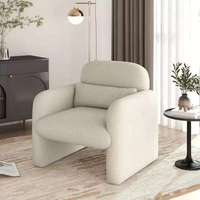 GDFStudio Diane Modern Chenille Upholstered Barrel Accent Chair with Pillow