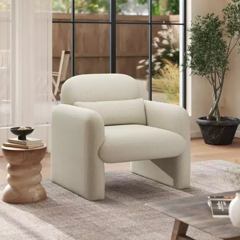 GDFStudio Diane Modern Chenille Upholstered Barrel Accent Chair with Pillow