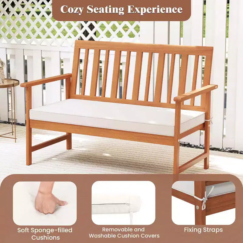 Costway Ensemble de Meubles de Jardin 4/8 Pièces en Bois d'Acacia Table Basse & 2 Fauteuils avec Coussins d'Assise