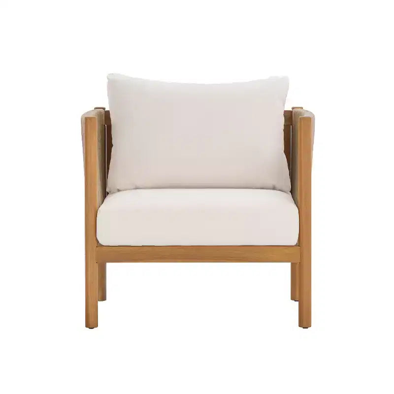 Christopher Knight Home Elvis Ensemble de 4 pièces pour patio en bois d'acacia moderne avec panneaux en corde tressée et coussins