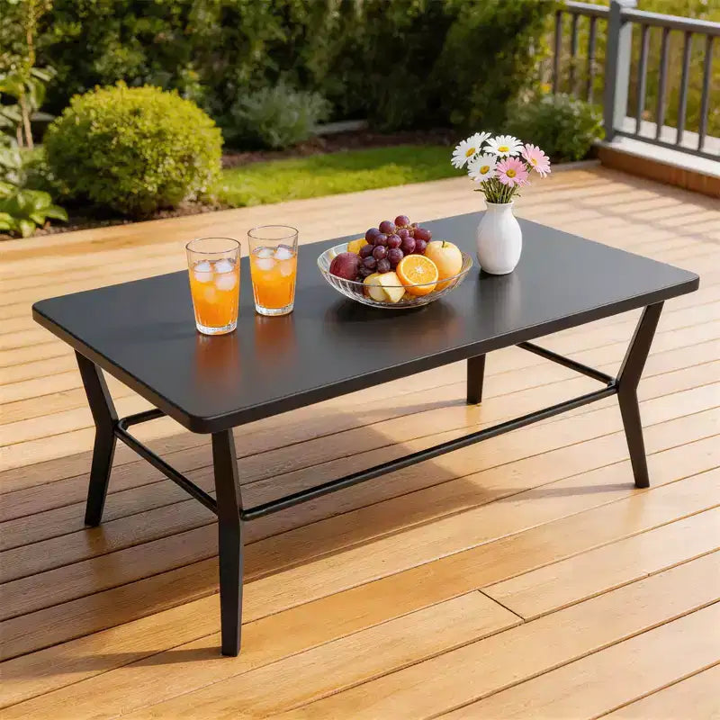 ALAULM Ensemble de mobilier de patio en aluminium 5 places avec canapé, salon de jardin avec 5 chaises pivotantes et table basse en métal