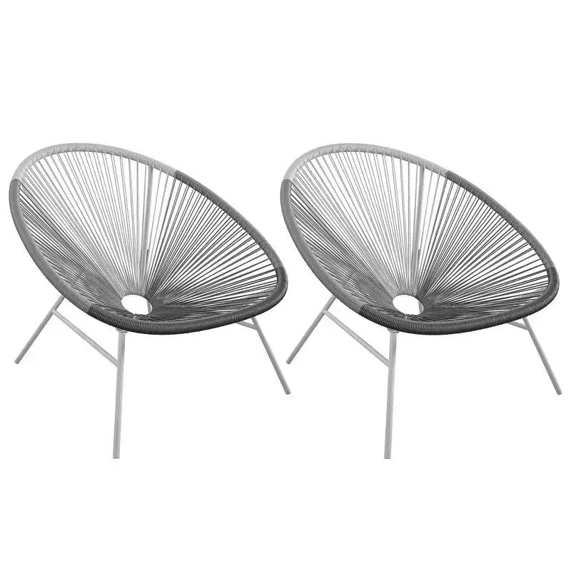 GDFStudio Bjorn Modern Steel and Resin Rope Lounge Chairs with Extra Large Cradling Design (Set of 2)