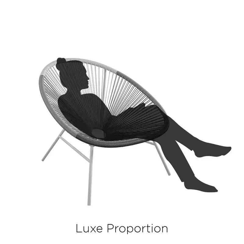 GDFStudio Bjorn Modern Steel and Resin Rope Lounge Chairs with Extra Large Cradling Design (Set of 2)