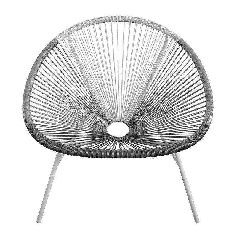 GDFStudio Bjorn Modern Steel and Resin Rope Lounge Chairs with Extra Large Cradling Design (Set of 2)