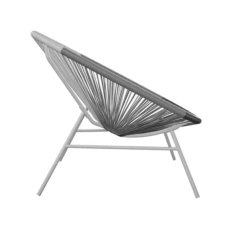 GDFStudio Bjorn Modern Steel and Resin Rope Lounge Chairs with Extra Large Cradling Design (Set of 2)