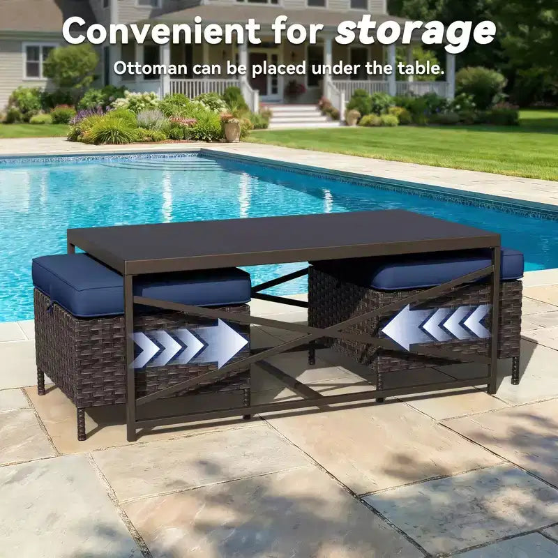 Ensemble de chaises à bascule pivotantes d'extérieur UPTIOT avec poufs convertibles et table basse pour un confort de patio