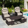 UPTIOT Outdoor Swivel Rocking Chairs Set with Convertible Ottomans and Coffee Table for Patio Comfort