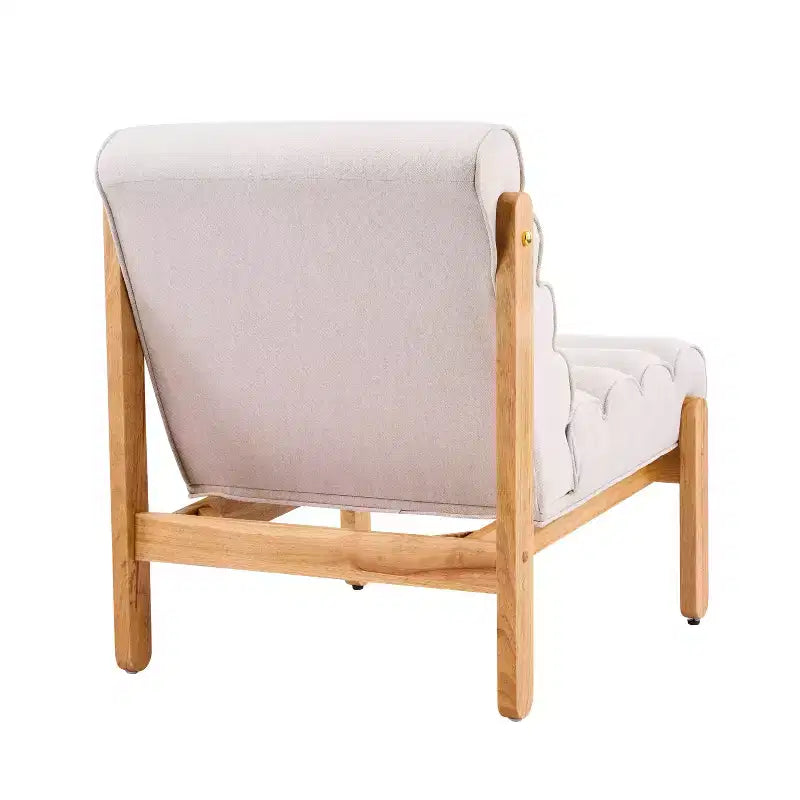 Fauteuil d'appoint FurnitureR avec cadre en bois massif, assise rembourrée épaisse et dossier ergonomique, fauteuil moderne pour salon, chambre et coin lecture