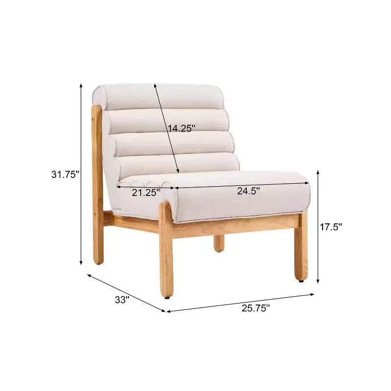 Fauteuil d'appoint FurnitureR avec cadre en bois massif, assise rembourrée épaisse et dossier ergonomique, fauteuil moderne pour salon, chambre et coin lecture