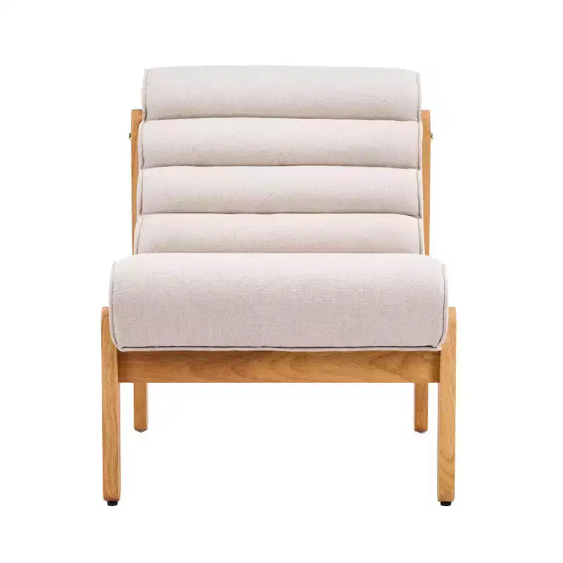 Fauteuil d'appoint FurnitureR avec cadre en bois massif, assise rembourrée épaisse et dossier ergonomique, fauteuil moderne pour salon, chambre et coin lecture