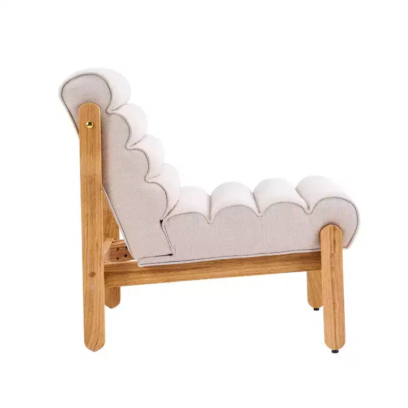 Fauteuil d'appoint FurnitureR avec cadre en bois massif, assise rembourrée épaisse et dossier ergonomique, fauteuil moderne pour salon, chambre et coin lecture