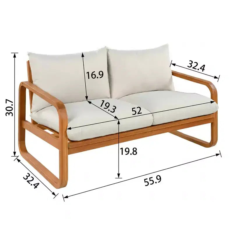 Christopher Knight Home Thao Ensemble de 4 pièces de salon de jardin moderne en bois d'acacia avec coussins et table à lattes