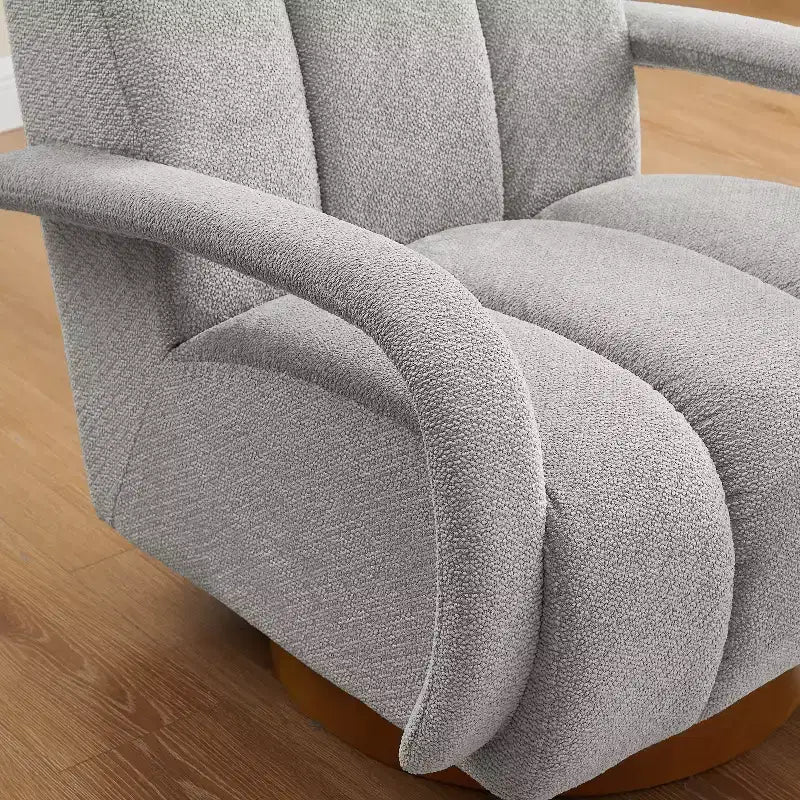 Art Leon Swivel Accent Chair, Modern Fabric Upholstered Arm Chair, Single Sofa Chair with Solid Wood Base