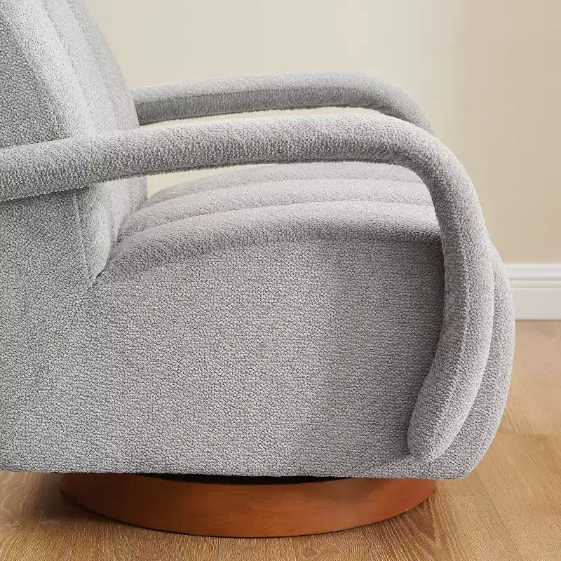 Art Leon Swivel Accent Chair, Modern Fabric Upholstered Arm Chair, Single Sofa Chair with Solid Wood Base