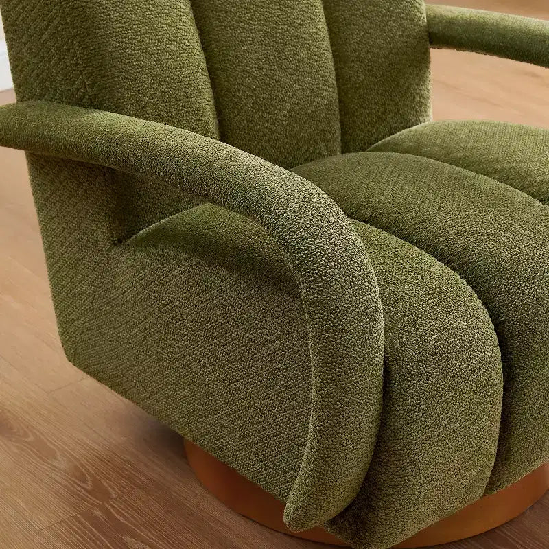 Art Leon Swivel Accent Chair, Modern Fabric Upholstered Arm Chair, Single Sofa Chair with Solid Wood Base
