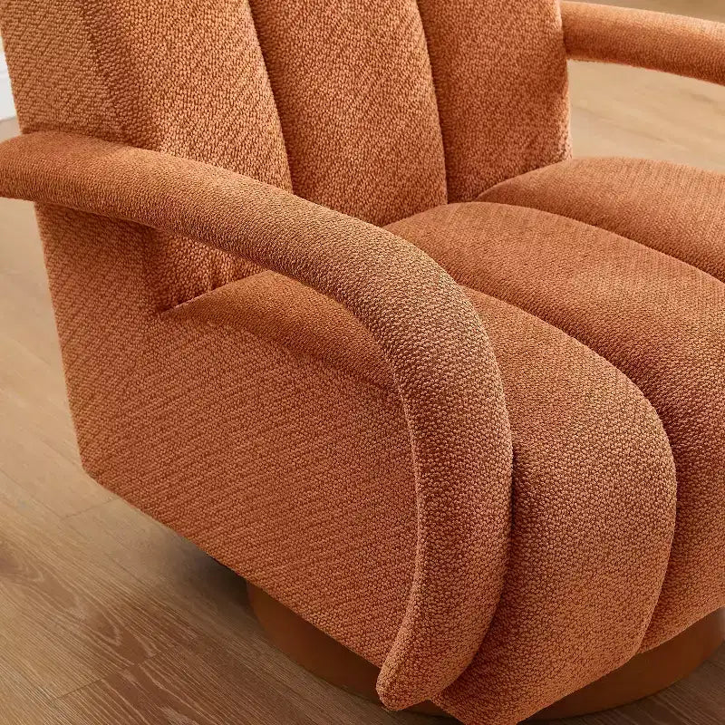 Art Leon Swivel Accent Chair, Modern Fabric Upholstered Arm Chair, Single Sofa Chair with Solid Wood Base