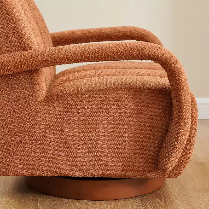 Art Leon Swivel Accent Chair, Modern Fabric Upholstered Arm Chair, Single Sofa Chair with Solid Wood Base