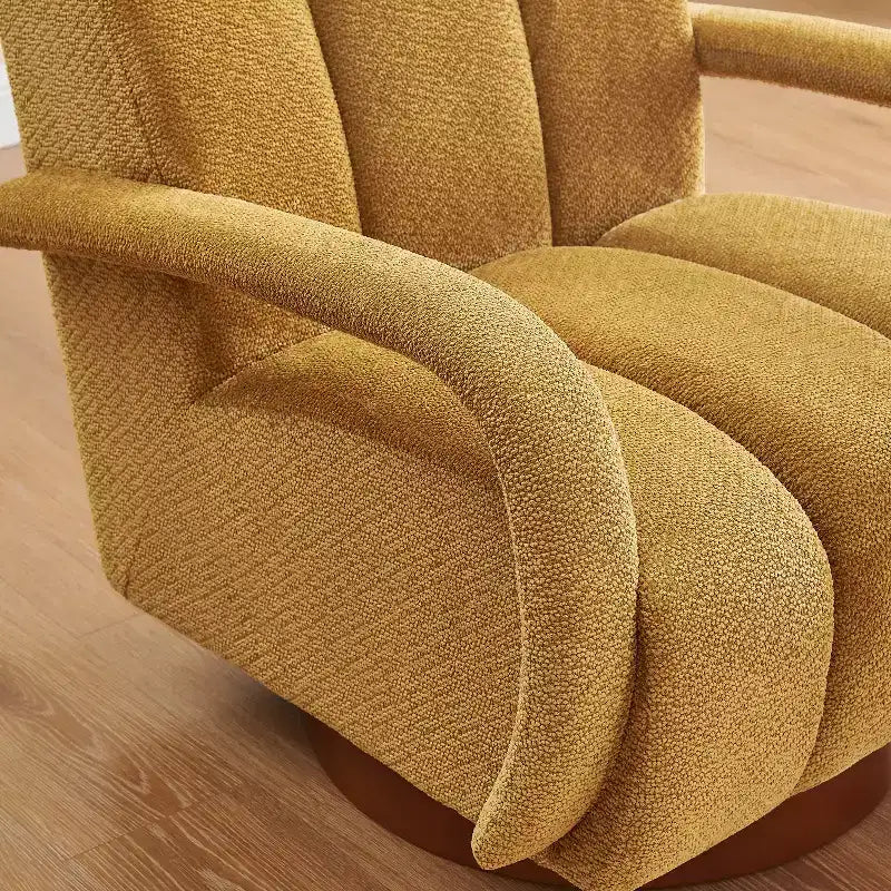 Art Leon Swivel Accent Chair, Modern Fabric Upholstered Arm Chair, Single Sofa Chair with Solid Wood Base