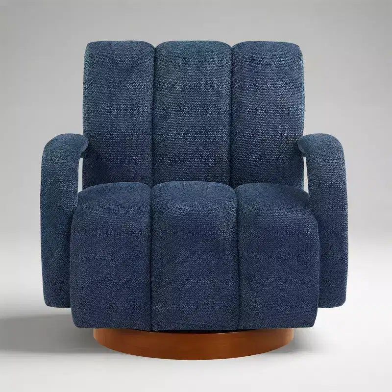 Art Leon Swivel Accent Chair, Modern Fabric Upholstered Arm Chair, Single Sofa Chair with Solid Wood Base
