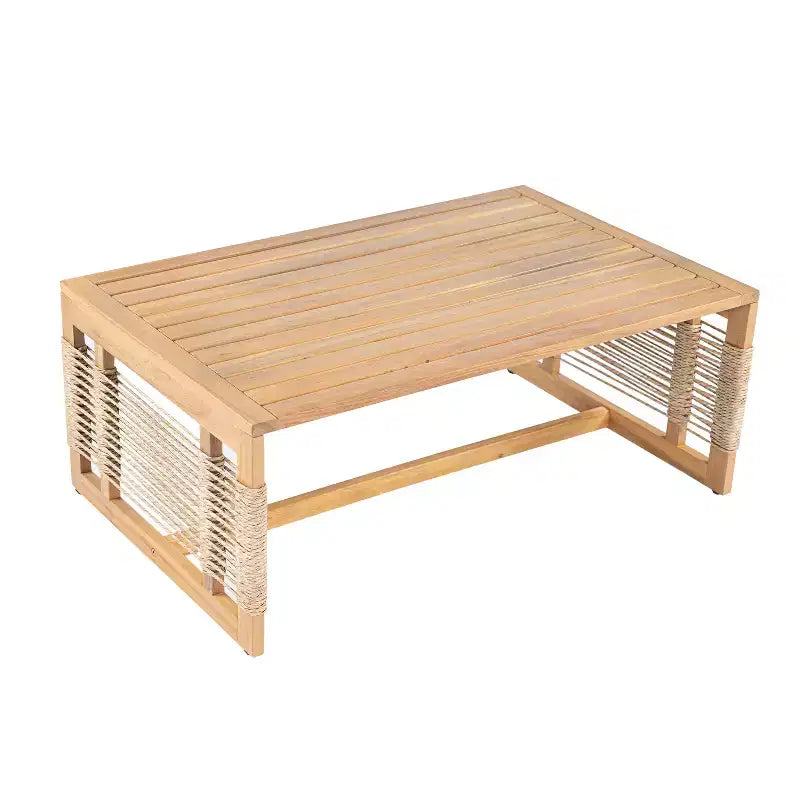 ModernLuxe – Salon de jardin avec canapé, mobilier de patio en bois d'acacia, canapé 3 places et fauteuils de club avec 2 tables basses, teck