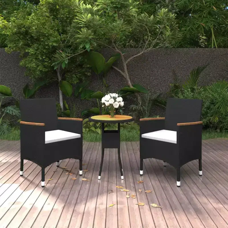 vidaXL Ensemble de salle à manger de jardin noir, blanc crème