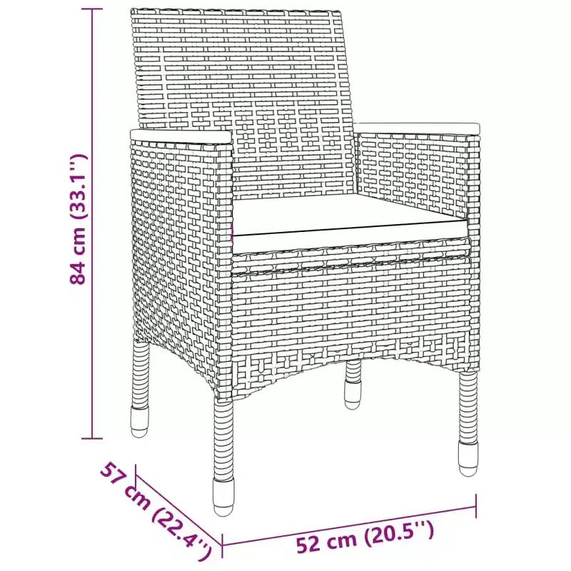 vidaXL Ensemble de salle à manger de jardin noir, blanc crème