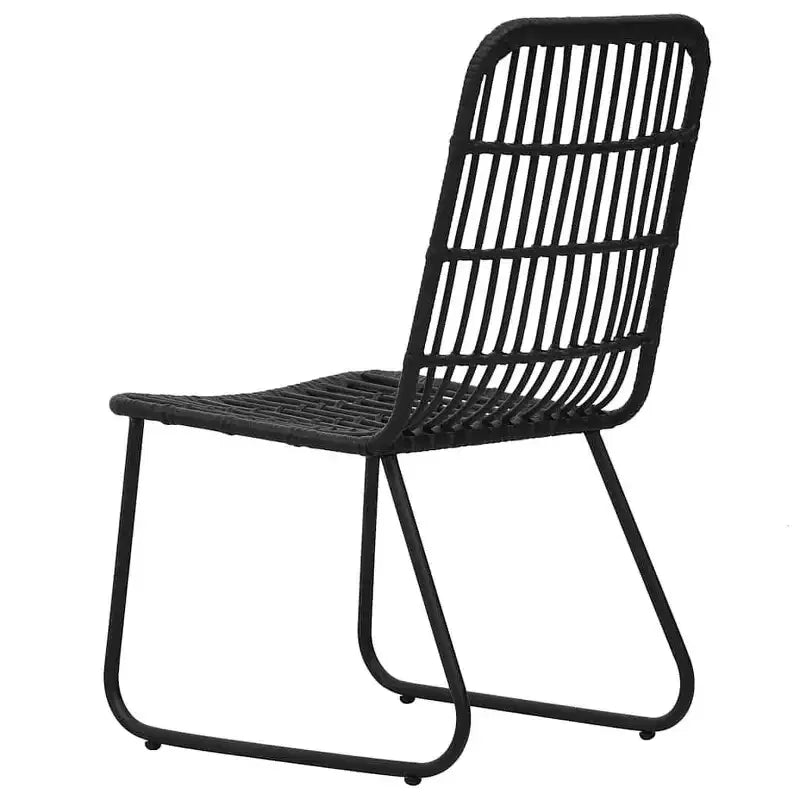 vidaXL Ensemble de salle à manger Noir Résine tressée, acier thermolaqué, verre Standard