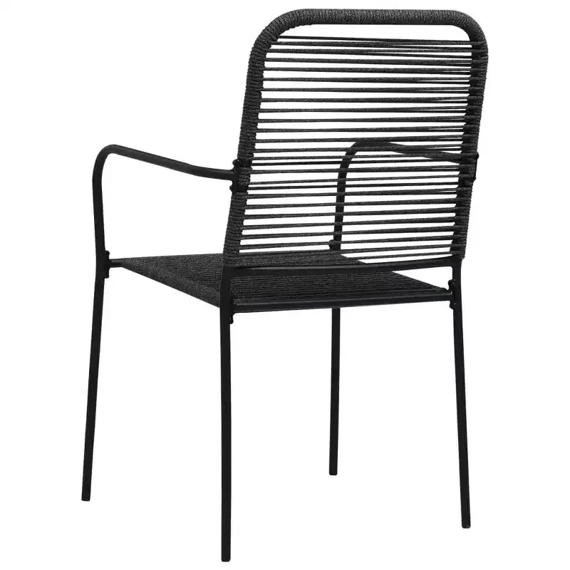 vidaXL Salon de jardin noir Acier poudré, verre, corde en coton