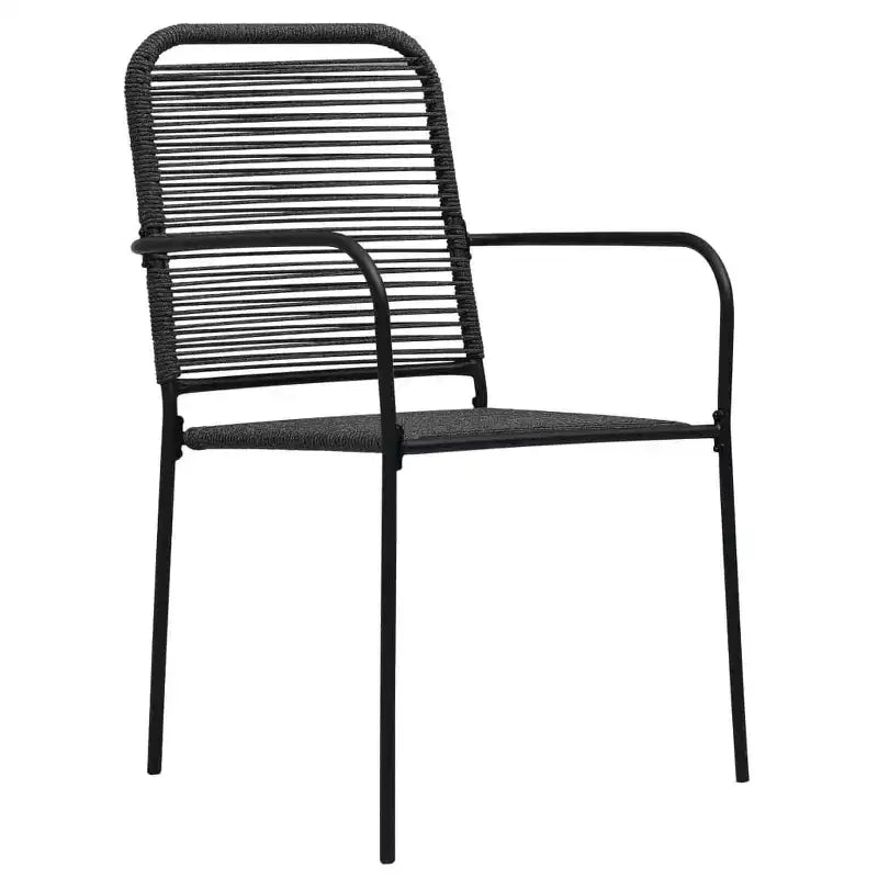 vidaXL Salon de jardin noir Acier poudré, verre, corde en coton