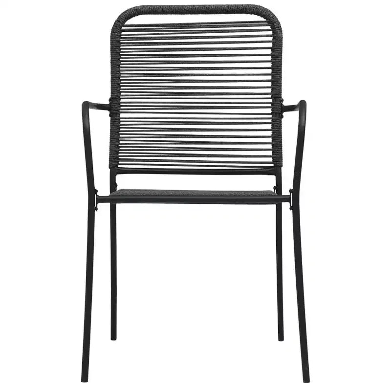 vidaXL Salon de jardin noir Acier poudré, verre, corde en coton