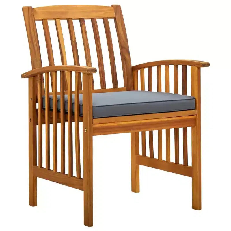 vidaXL Salon de jardin finition bois naturel, coussins gris foncé