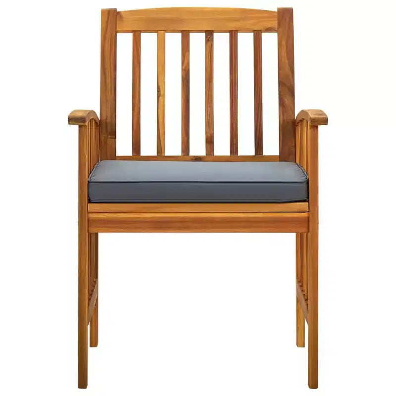 vidaXL Salon de jardin finition bois naturel, coussins gris foncé