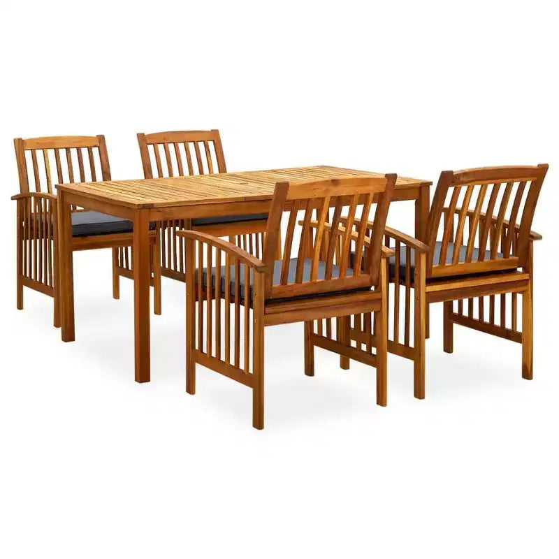 vidaXL Garden Dining Set Dark Grey Cushion, Natural Wood