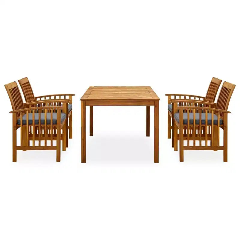 vidaXL Ensemble de salle à manger de jardin avec coussin gris foncé, bois naturel