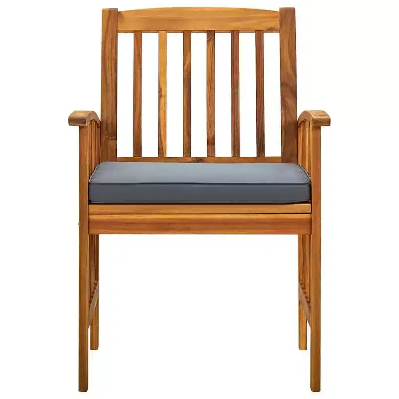 vidaXL Ensemble de salle à manger de jardin avec coussin gris foncé, bois naturel