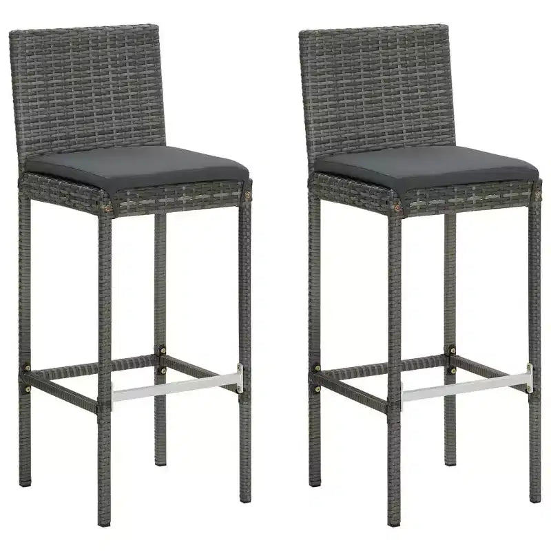 vidaXL Ensemble de bar de jardin gris en rotin PE, acier poudré, polyester