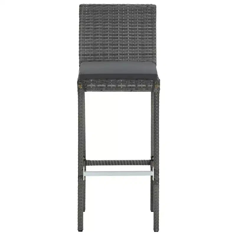 vidaXL Ensemble de bar de jardin gris en rotin PE, acier poudré, polyester