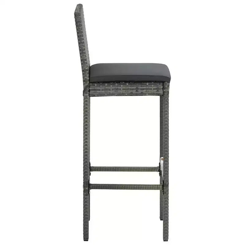 vidaXL Ensemble de bar de jardin gris en rotin PE, acier poudré, polyester