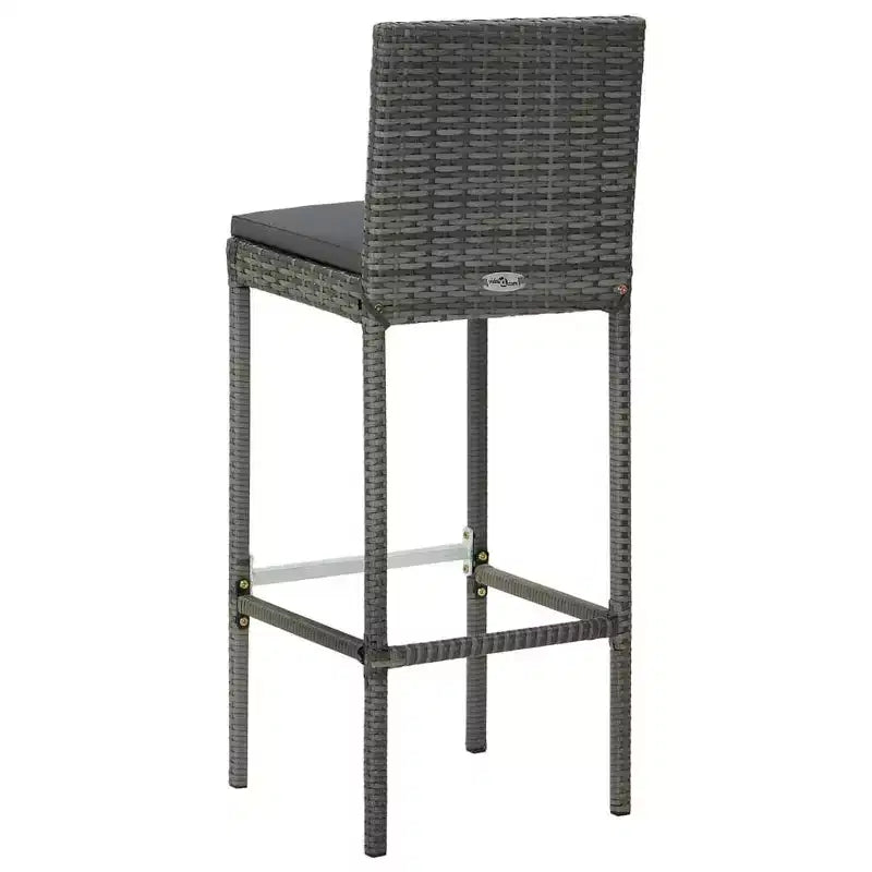 vidaXL Ensemble de bar de jardin gris en rotin PE, acier poudré, polyester