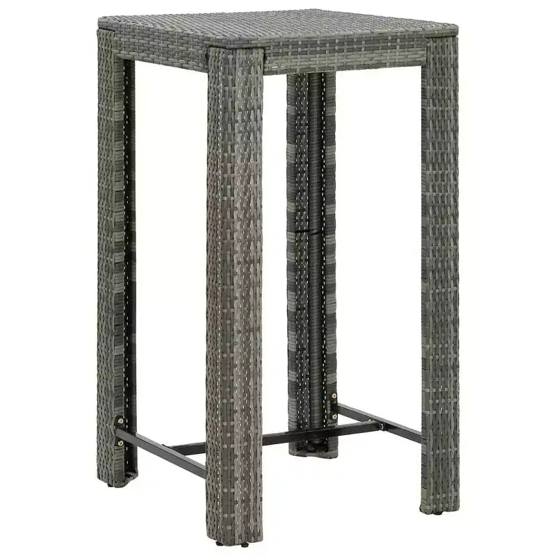 vidaXL Ensemble de bar de jardin gris en rotin PE, acier poudré, polyester