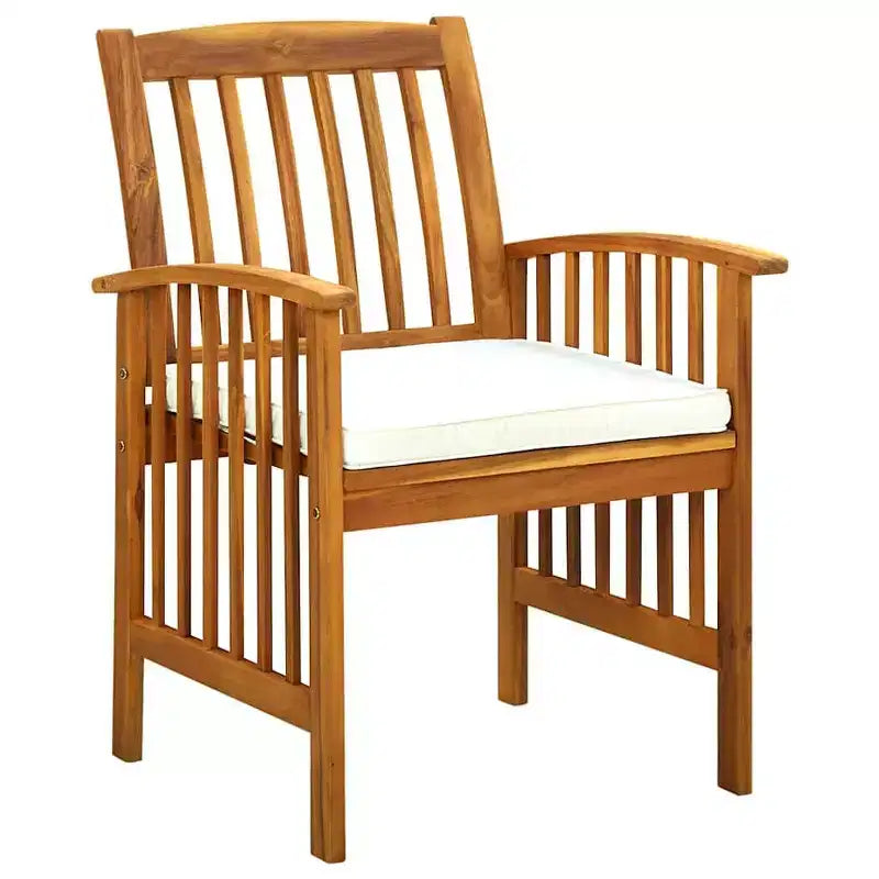 vidaXL Ensemble repas de jardin Coussins blanc crème, Bois d'acacia naturel