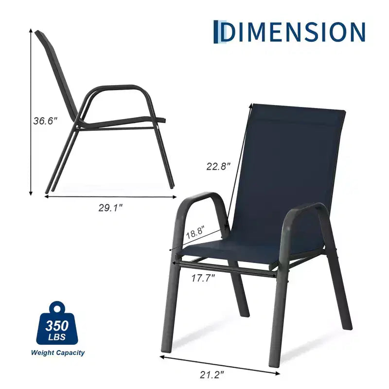 Space-Saving Stackable Patio Dining Chairs, Outdoor All-Weather High Back Chairs, Metal Frame, for Garden, Backyard