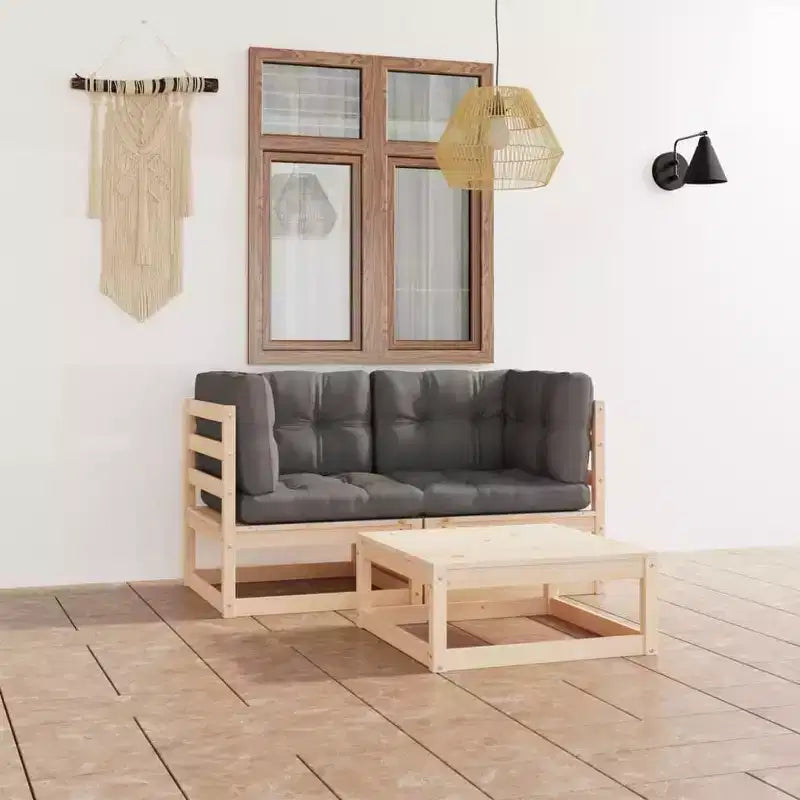vidaXL Salon de jardin Bois de pin massif, tissu (100 % polyester)