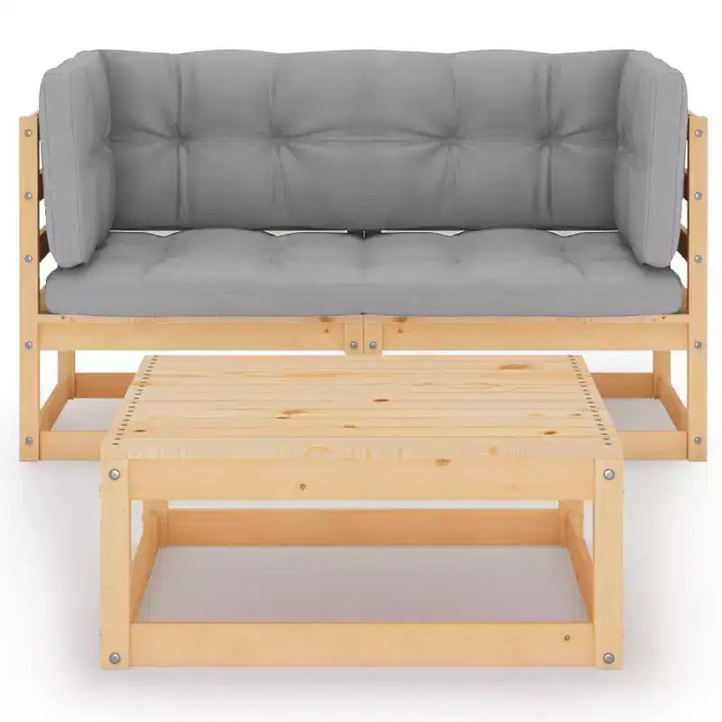 vidaXL Salon de jardin Bois de pin massif, tissu (100 % polyester)