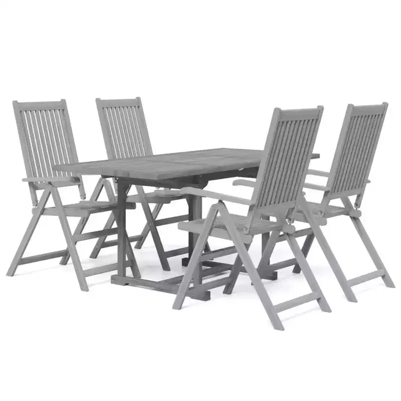 vidaXL Garden Dining Set Grey Solid Acacia wood Standard Extendable