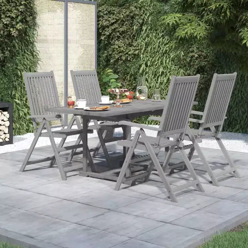 vidaXL Salon de jardin gris en bois d'acacia massif extensible Standard