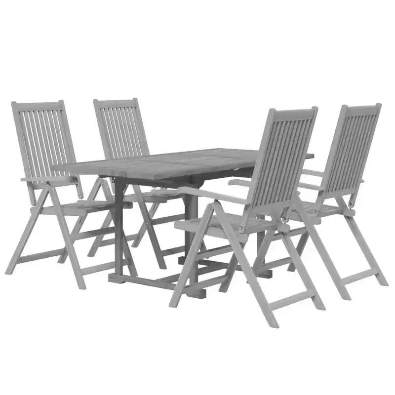 vidaXL Salon de jardin gris en bois d'acacia massif extensible Standard